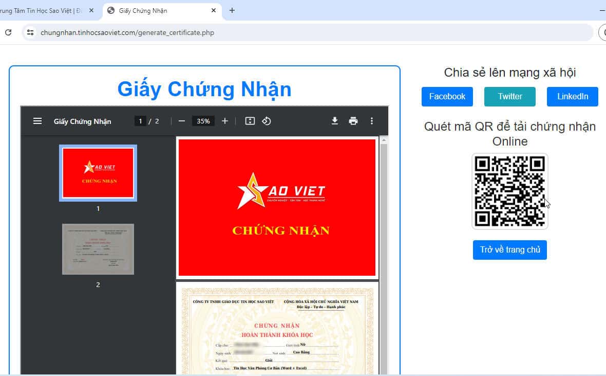 Bước 5 Xem Và Tải Chứng Nhận
