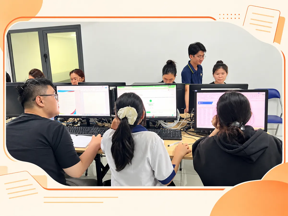 Ảnh minh họa thiết kế từ lớp tin học thực tế do chủ website cung cấp, dùng cho nội dung PowerPoint trình bày báo cáo.